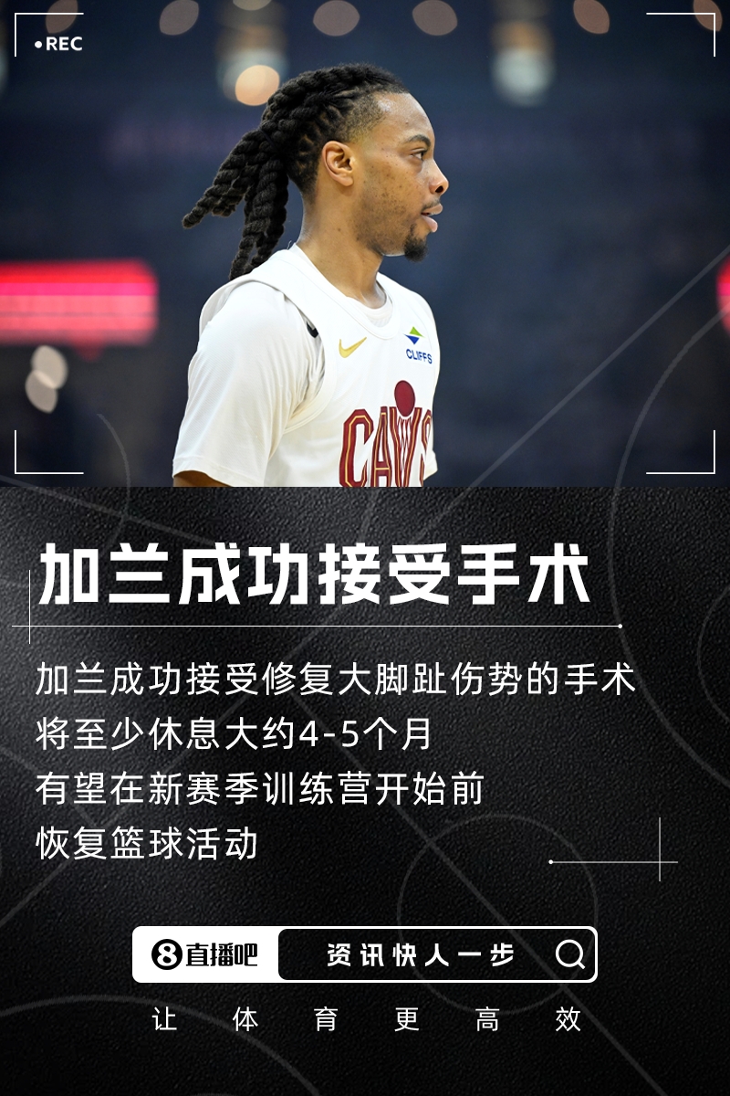 骑士核心控卫加兰接受足部手术 预计赛季报销